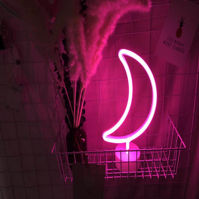 Halloween Moon Decoration LED Neon Light Ghost Party Glowing Wall Hanging Lamp Desktop Night Light Color Light