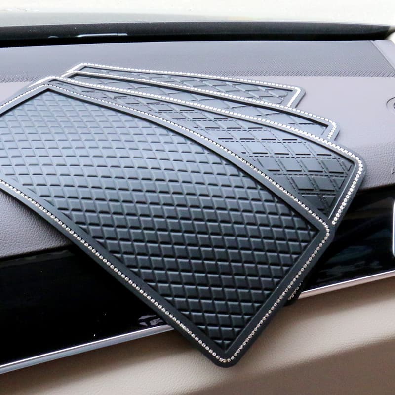 Car Perfume Ornament with Rhinestones, Anti-Slip Mat, Vehicle Decoration Accessories, Mesh Storage Pad, Sunscreen, Can Be Adorned with Gems