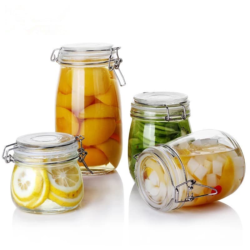 Glass sealed jars thickened transparent buckle food grade moisture-proof round storage wine bottle storage jar