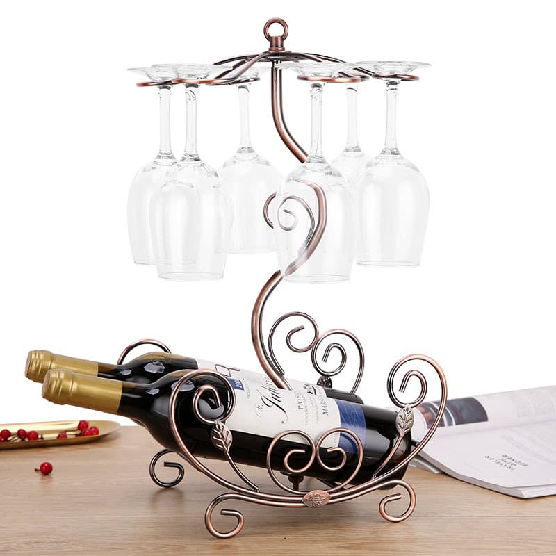 Iron wine rack/glass holder, decorative wine glass rack for home use, upside-down wine glass holder.