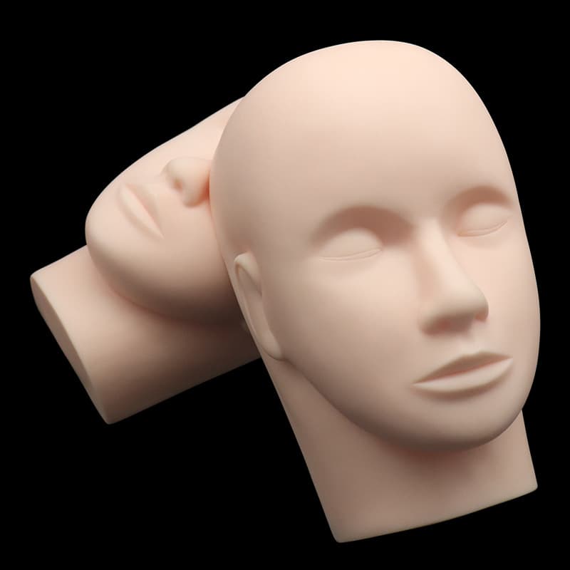 Silicone Eyelash Extension Practice Head Model Beauty Makeup Tattooing Model Human Head Fake Human Head with Closed Eyes