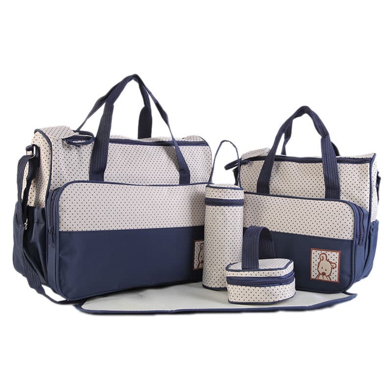 Factory Supply Huayao Fabric Mommy Bag 5-Piece Set, Large Capacity Mother's Bag, Multifunctional 5-Piece Maternity Bag