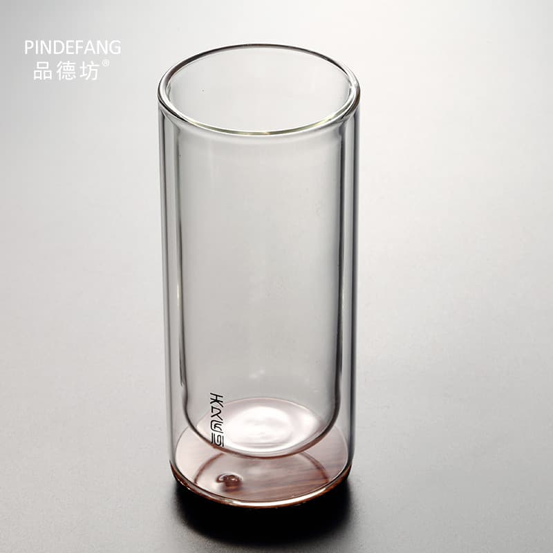 Home Use Glass Cup with Wooden Bottom Simple Double Layer Drinking Water Milk Flower Tea Separation Tea Set for Office And General Use