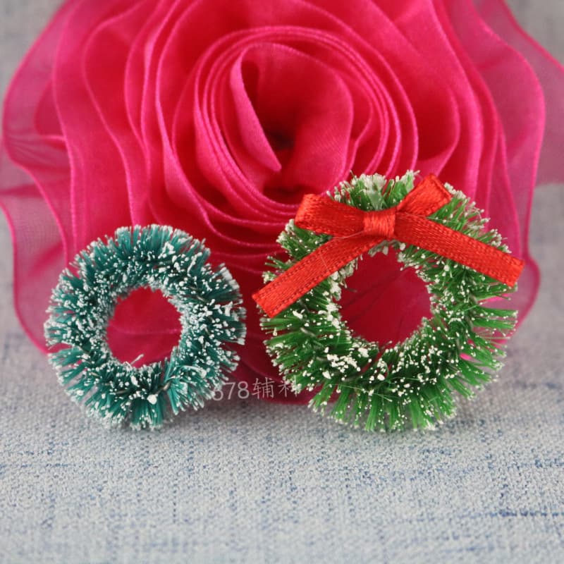 Cross-border Decorative Small Christmas Wreaths, Sisal Mini Wreaths, Snow-dusted Christmas Wreath Accessories 2.5-3cm