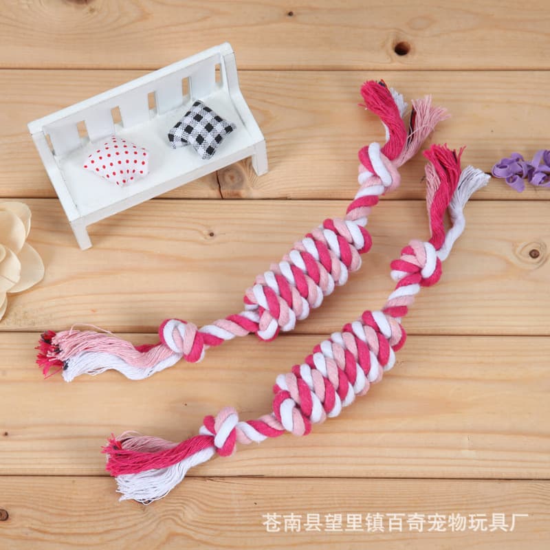 Double Section Candy Cotton Rope Pet Toy for Dogs And Cats Durable Teeth Grinding Mouse Knot Tug of War Pet Plaything