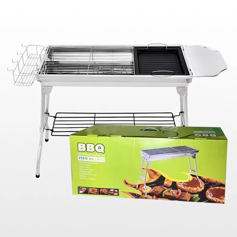 Large-sized barbecue grill, household grill and frying combo, outdoor folding barbecue rack, outdoor kebab utensil gift set