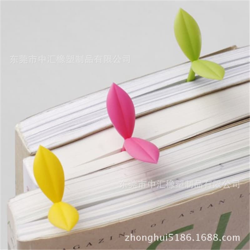 Original Single Grass Bud Creative Green Bookmark Cute Gift Silicone Soft Rubber Stationery Korean Cute Girl Pink
