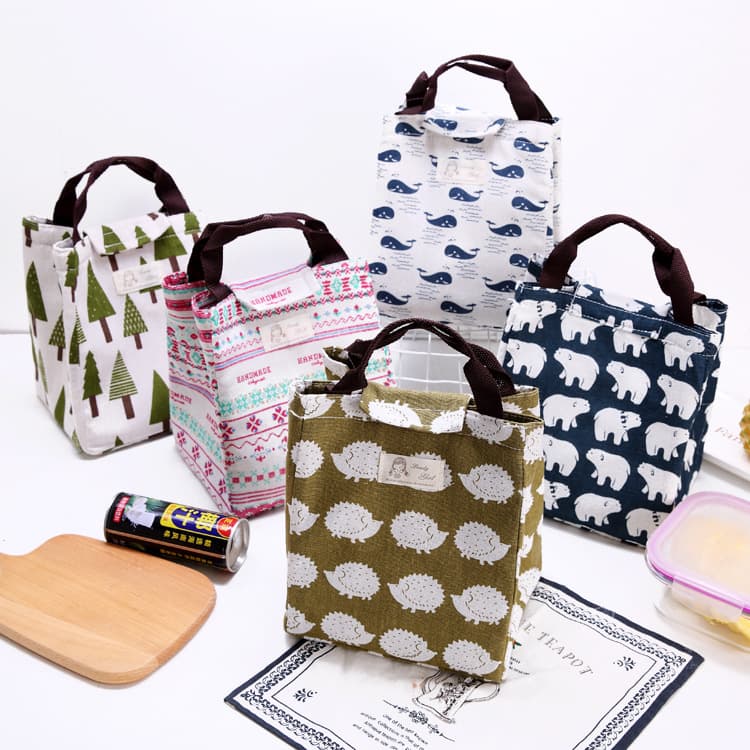 Bojin Cross-Border Japanese Lunch Insulated Bag with Rice Large Capacity Portable Lunch Bag Canvas Lunch Box Insulated Bag