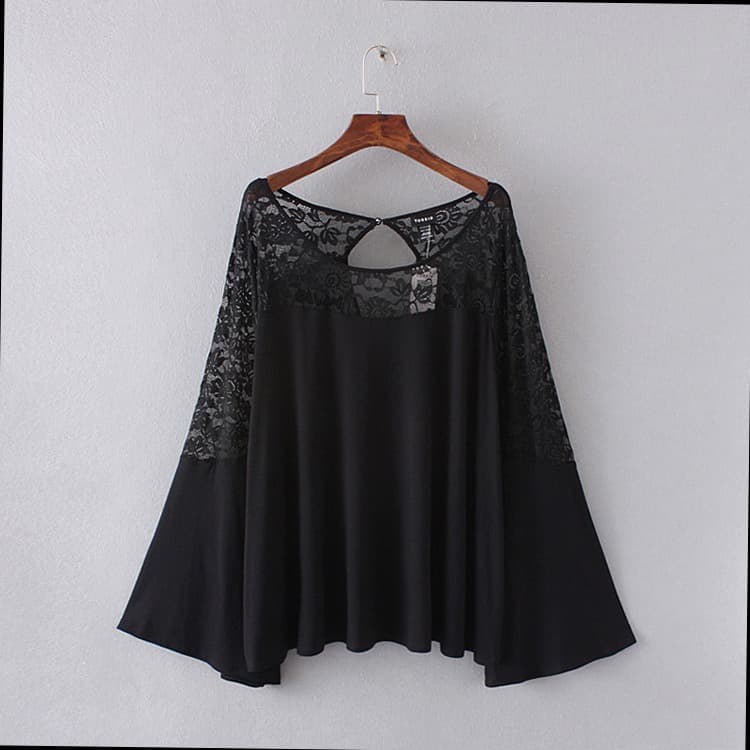 Drop Shipping 300 Jin (150 kg) Women's Clothing Bust 1 Loose Lace Base Layer Plus Size Women's Top 400 Jin (200 kg) European-American Style