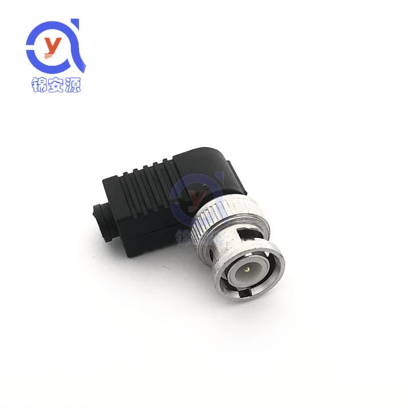 90-degree elbow male BNC connector, BNC male angled plastic Q9 solder-free plug for 75-5 coaxial cable connector