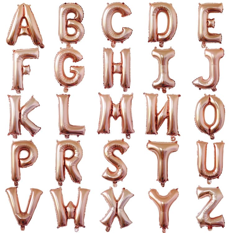 Cross-border hot sale 16 inch imitation US thin version rose gold letters aluminum balloon wedding birthday party decoration balloon
