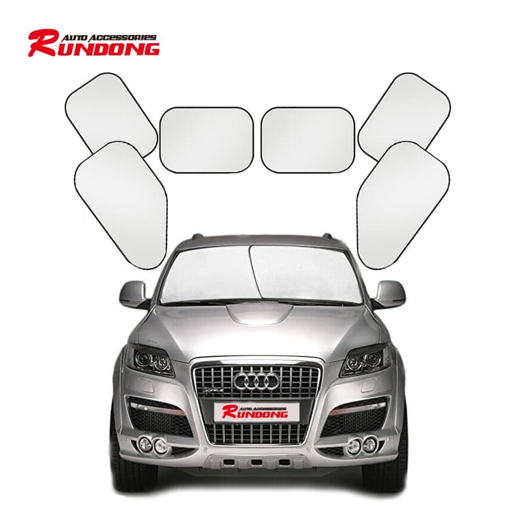 Car Sun Visor Coated with Silver Cloth, Summer Front Gear Side Gear Rear Gear Sun Visor Set