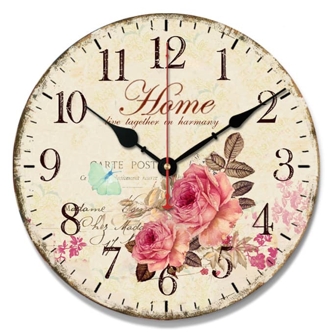 Dropshipping Cross-border Wall Clock Retro Simple Wooden Clock Wall-mounted Decorative Round Clock Creative Silent Clock