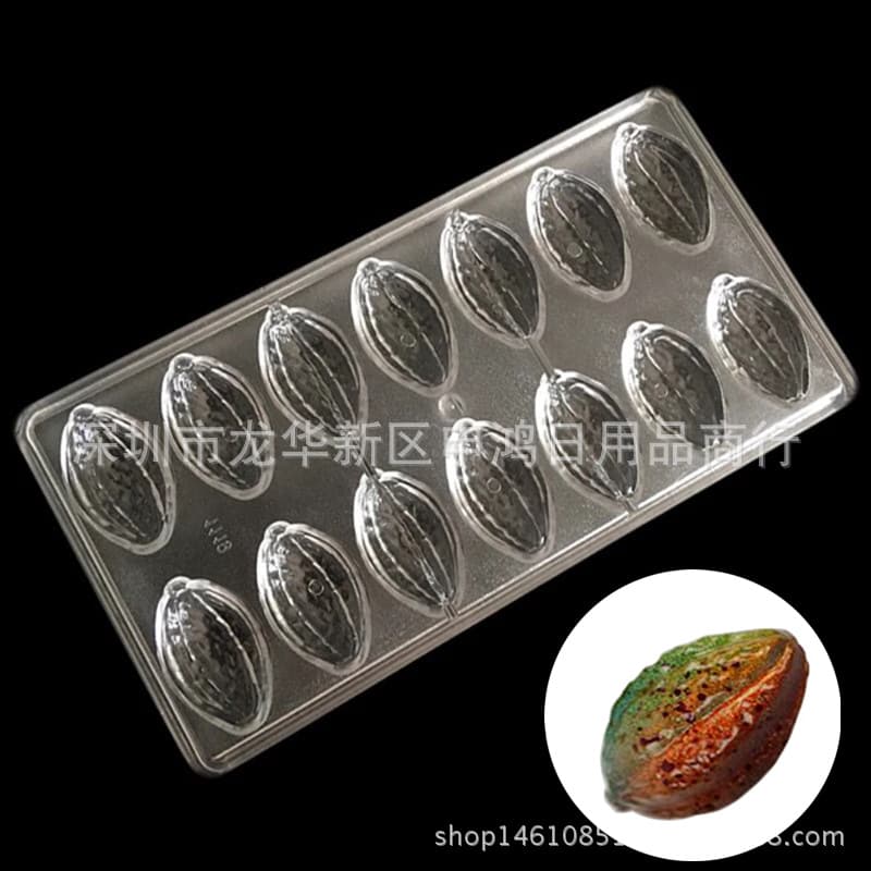 High-Quality Export Cocoa Bean Chocolate Mold, Polyester Acid PC Chocolate 3D Mold Factory Stock