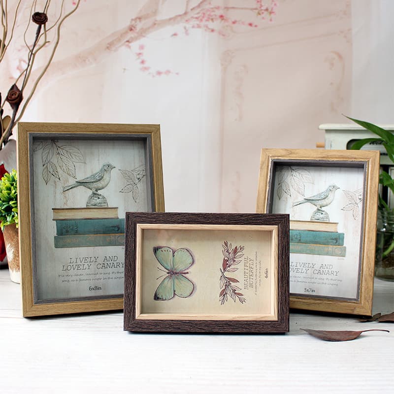 Photo Studio Frame Wholesale, Tabletop and Wall Mount Dual-Use Picture Frame 6/7/8/10 Inch Creative American Style Wooden