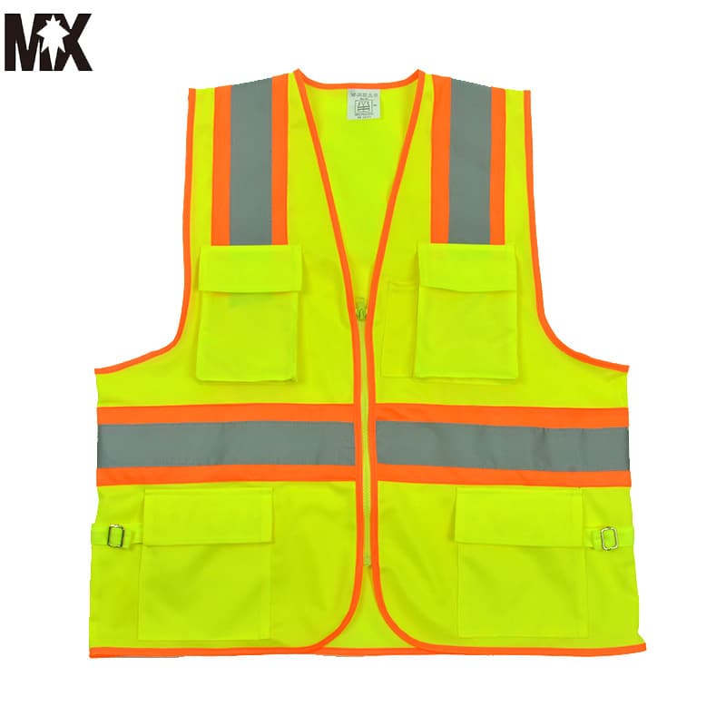 High-quality reflective vest with stripes, traffic safety vest, engineer's multi-pocket safety reflective vest