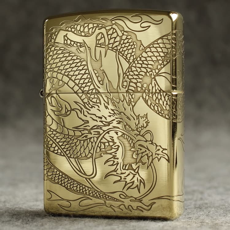 Zippo Treasure Windproof Kerosene Lighter 204B Four-Sided Engraved Dragon, Dragon's Gaze