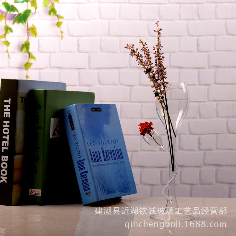 Creative new silk flower vase, fully transparent glass vase, home decoration