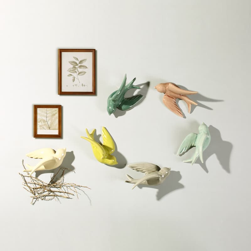 Nordic Ceramic Wall Hangings For Living Room Dining Room Wall Decorations Bird-themed Soft Furnishings