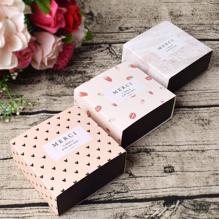 Korean Marble Pattern Pull-Out Tea Box, Chocolate Drawer Gift Box, Premium Soap Box