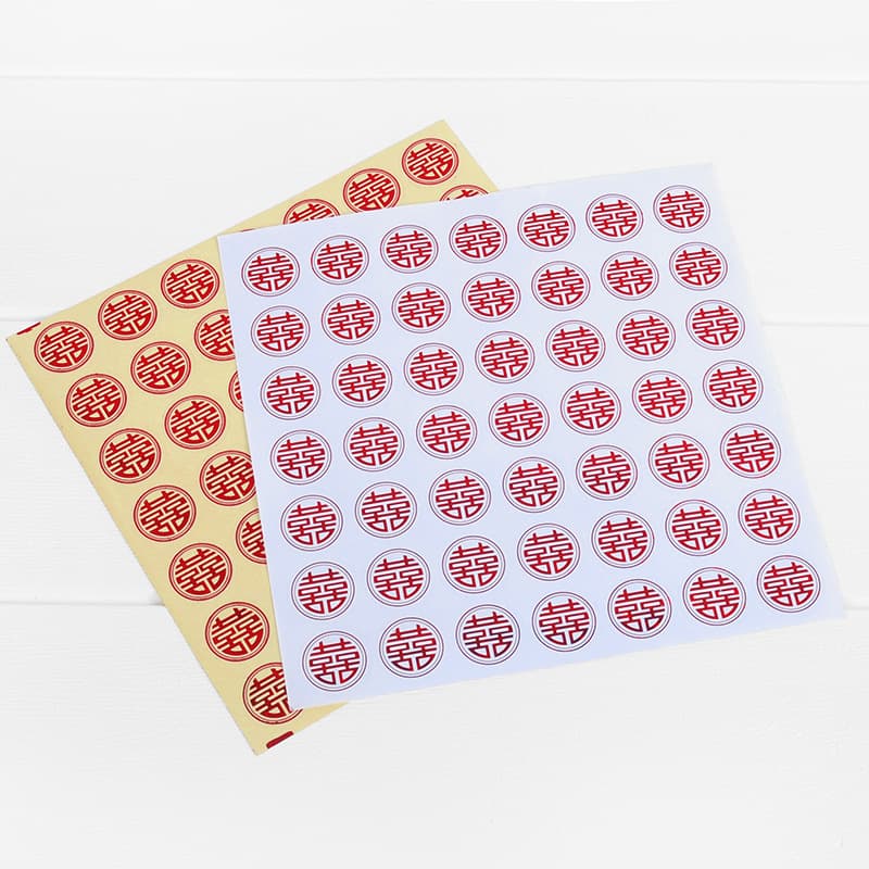 Wholesale "Double Happiness" sealing stickers, creative luminous "Double Happiness" self-adhesive stickers, "Double Happiness" stickers for home appliances and furniture (49 small "Double Happiness" stickers).