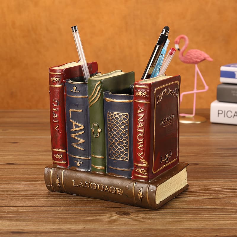 American Creative Resin Book-shaped Pen Holder Desktop Large Capacity Living Room Desk Home Multi-functional Storage Box Ornaments