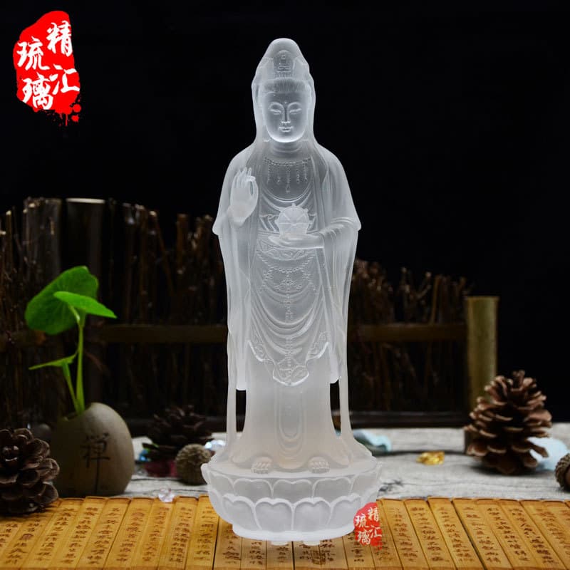 Ancient Method Glazed Buddha Statue - South Sea Guanyin Bodhisattva for Home Shrine Worship, Craft Collection Glazed Art