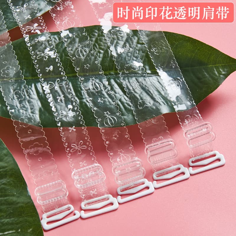 New Fashion Flower Pattern Transparent Shoulder Strap High Elasticity Invisible Strap One-Shoulder Transparent Bra Strap Anti-Slip Thickened