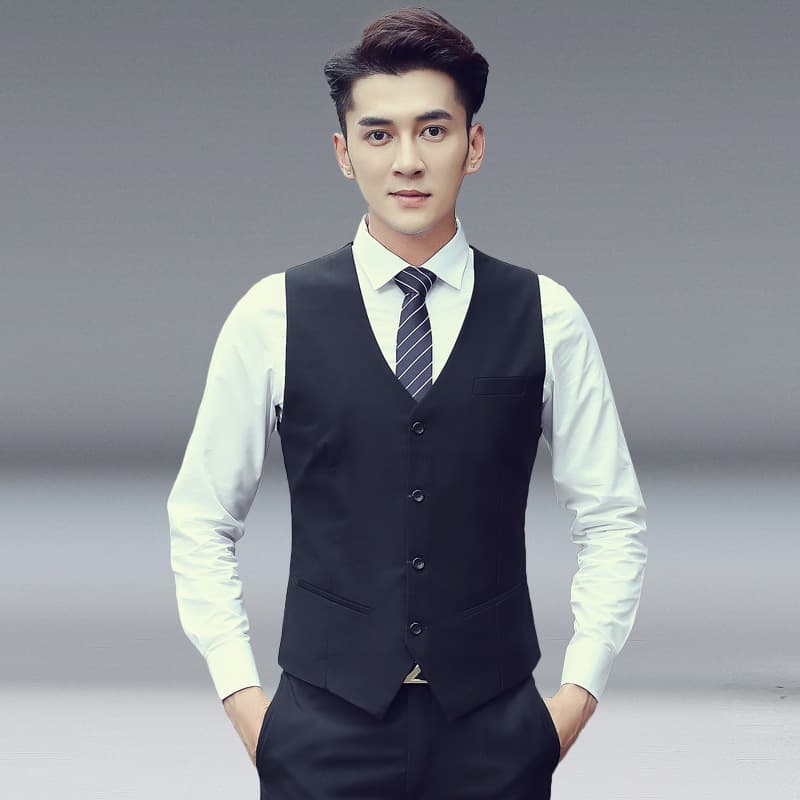 Spring/Autumn Men's Vest New Slim Fit Korean Style Work Suit Vest Groomsmen Professional Vest