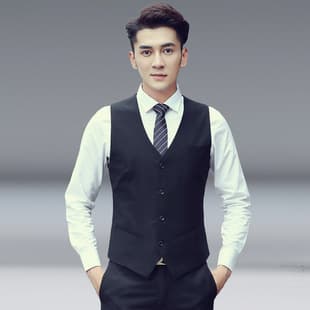 Spring/Autumn Men's Vest New Slim Fit Korean Style Work Suit Vest Groomsman Professional Men's Waistcoat