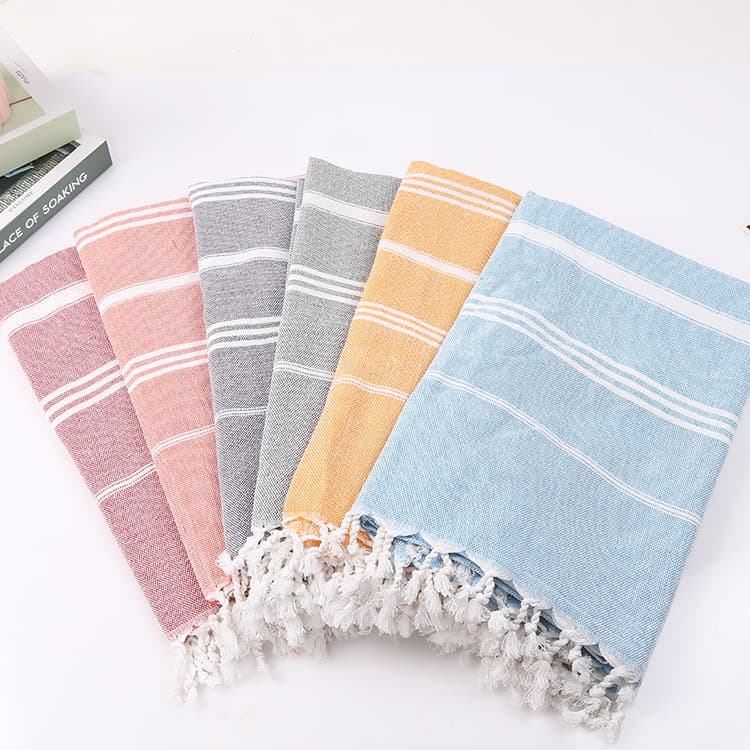 Foreign Trade Custom Cotton Turkey Non-Stick Sand Tassel Beach Towel Adult Outdoor Shawl Striped Sauna Towel