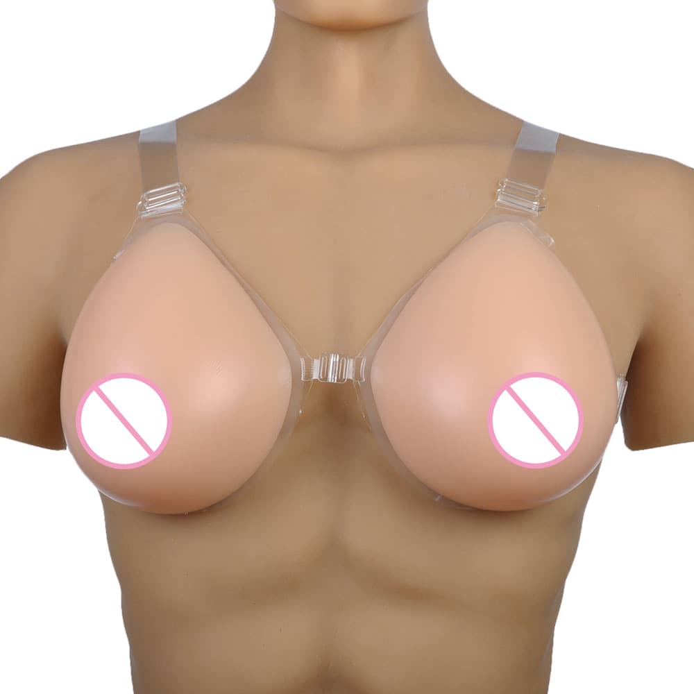 Waterdrop Shaped Silicone Fake Breast Middle Button Style CD Crossdresser Artificial Nipple Enlargement Thickened Padded Bra