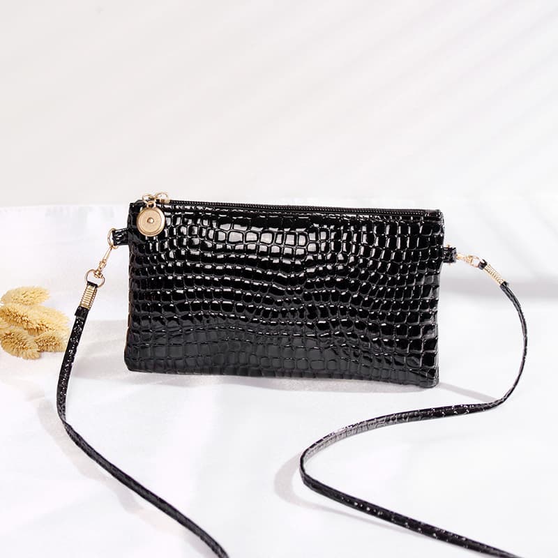New Crocodile Pattern Square Bag Women's Korean Coin Purse Handheld Shoulder Crossbody Painted Leather Key Phone Coin Purse