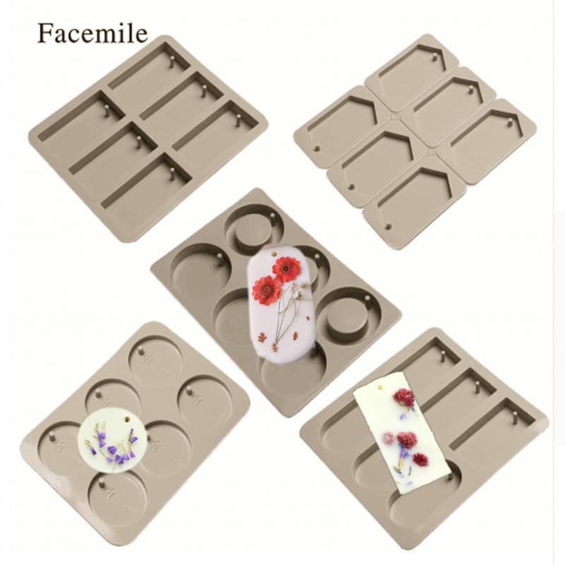 Wax Mold DIY Silicone Mold 6-Cavity Aromatherapy Plaster Soap Mold DIY Round Rectangle