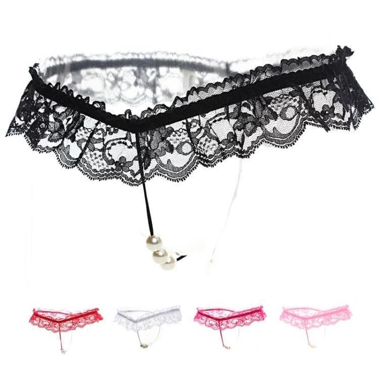 Sexy Lace Women's Thong Pearl Open Crotch Panties Sexy Lingerie Couples Private Intimate Lingerie Clothing