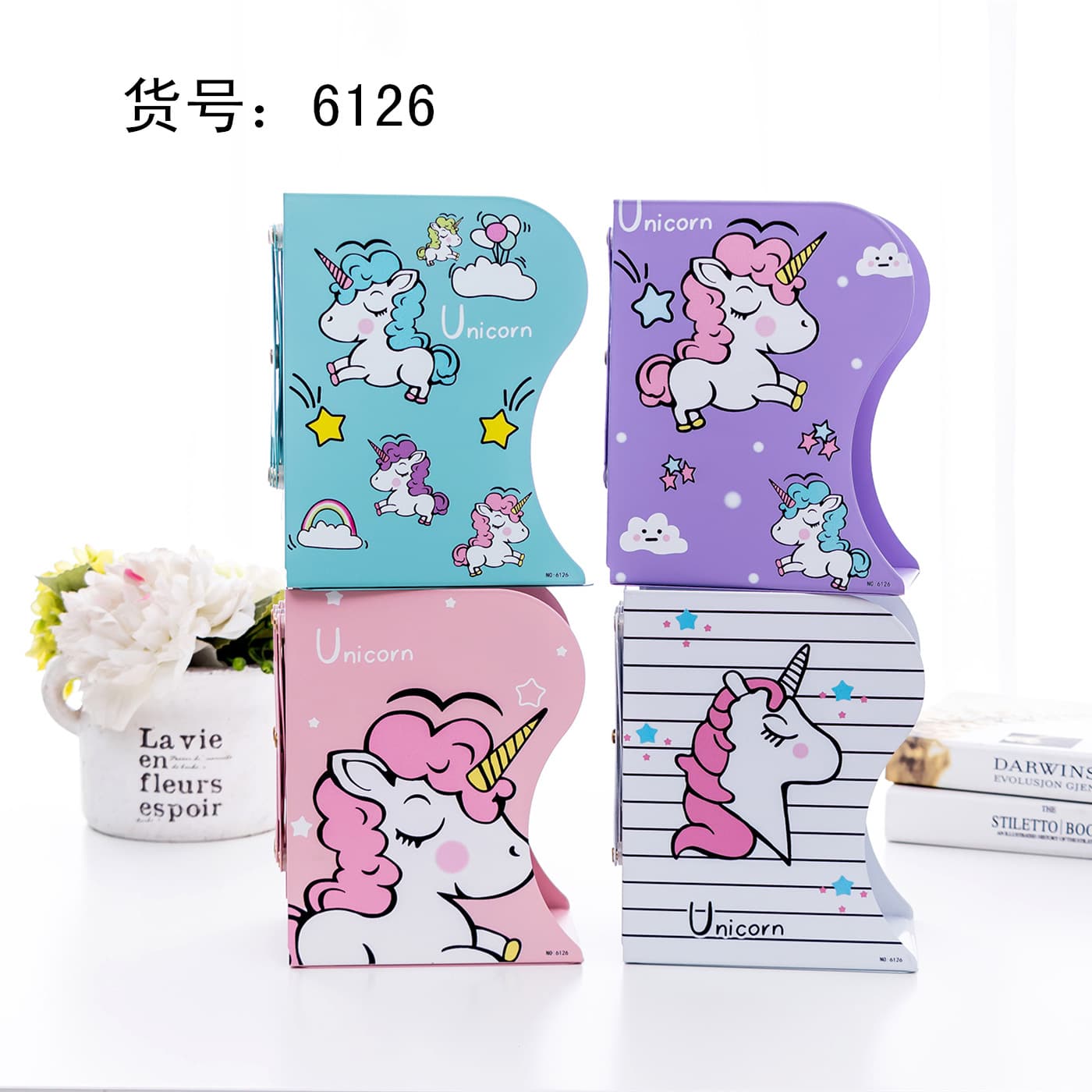 Mingqiang Direct Selling Telescopic Book Stand Folding Book Stand Metal Unicorn Cartoon Reading Stand Reading Stand