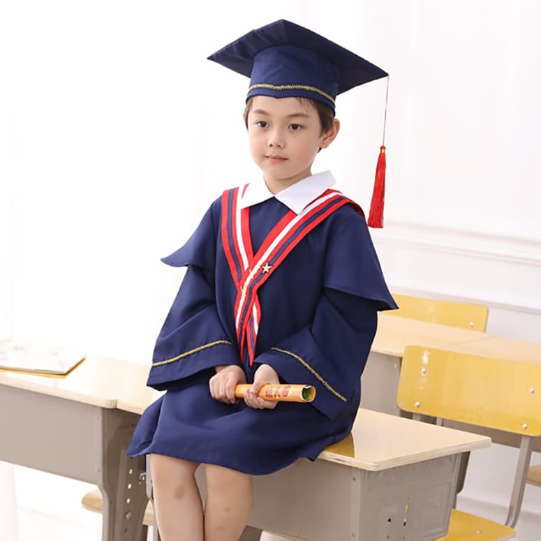New Children's Doctoral Gown Kindergarten Elementary School Graduation Gown Bachelor's Gown Cap Performance Costume Stage Costume Graduation Robe