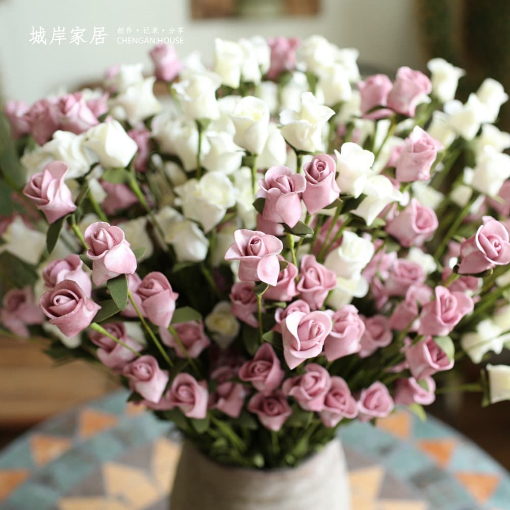 [Cheng'an B0179] 15-Head Rose PE Foam Artificial Flowers Silk Flowers Plastic Flowers Factory Wholesale