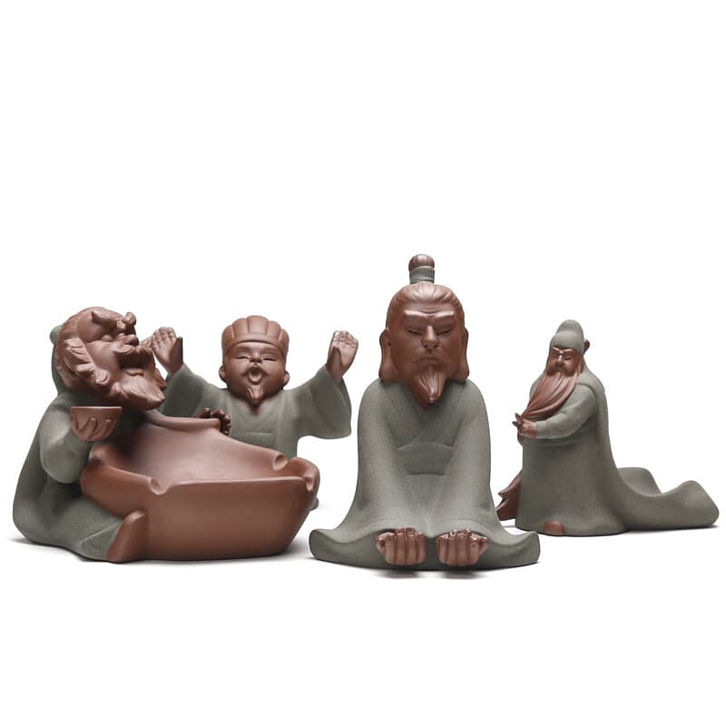 Three Kingdoms Collection Tea Pet Ceramic Accessories Tea Set Purple Sand Tea Play Kongming Borrow Dongfeng Pen Holder Card Holder Porcelain Ornaments