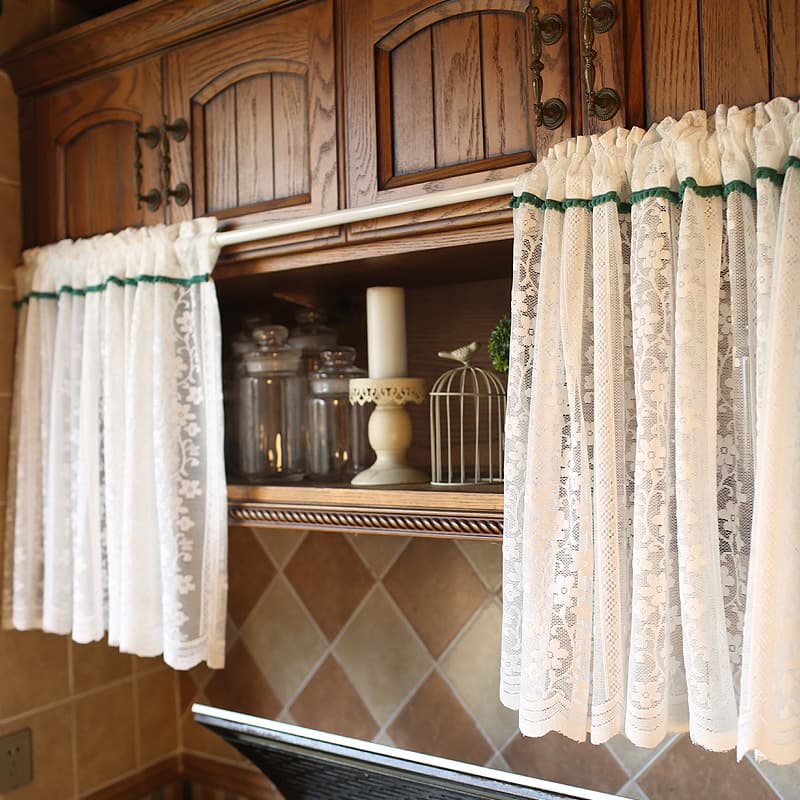 American Country English White Lace Sheer Curtain Half Curtain Window Glass Curtain Door Curtain Short Curtain Dustproof Curtain