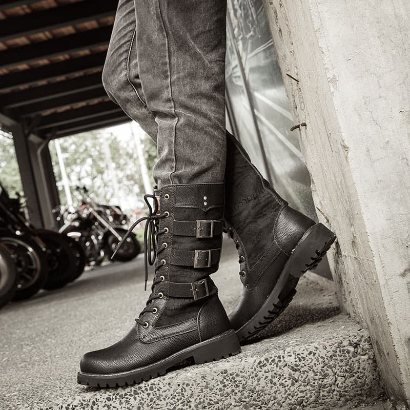 Men's High-Top Boots Korean Trendy Boots Men's Height-Increasing Martin Boots High-Top Military Boots British Large Size Boots 983
