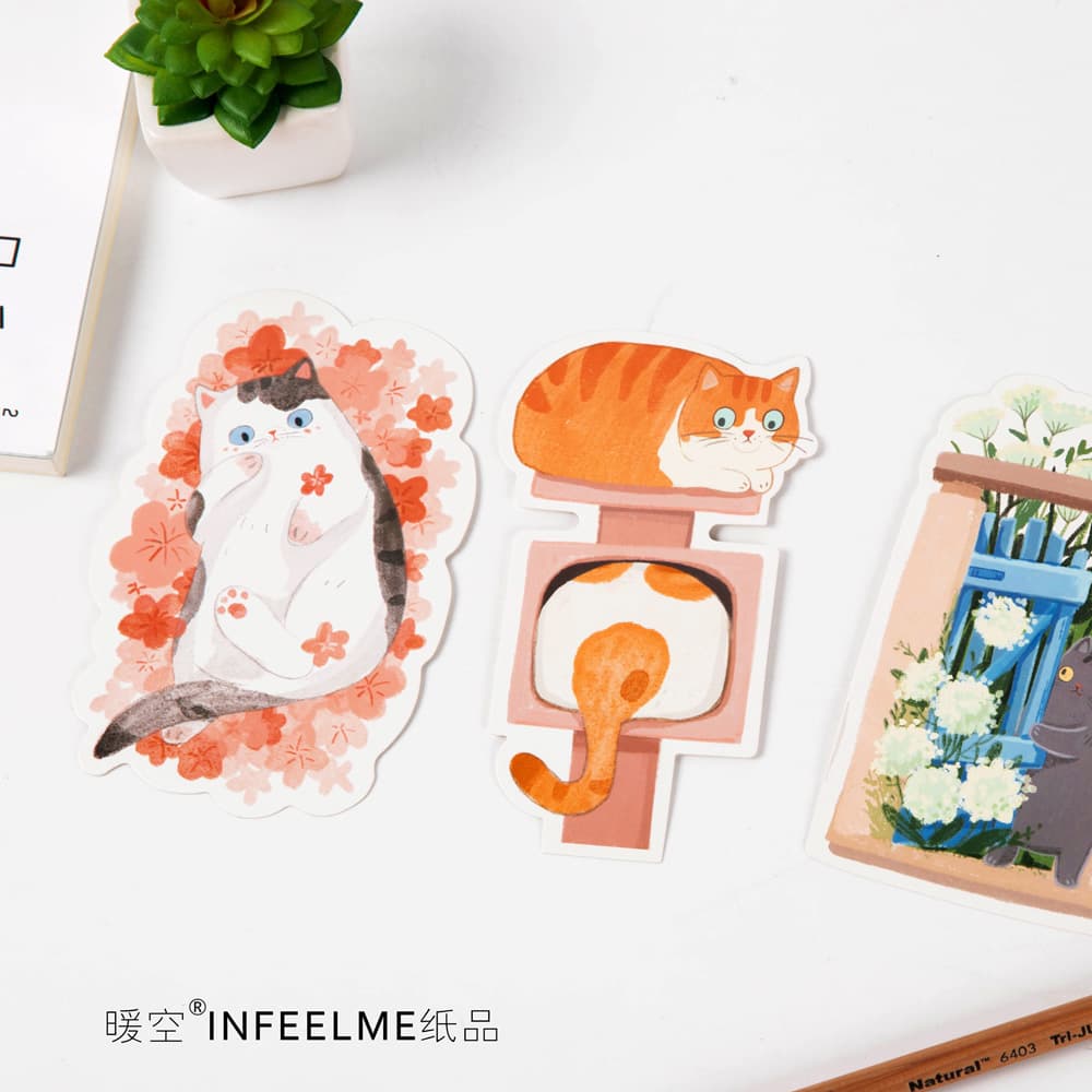 Postcard Hand-Painted Cat infel.me Cat Backyard Cute Hand-Painted Small Fresh Cute Animal Alien Card