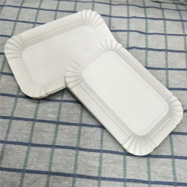 Disposable Rectangular Cake Paper Tray Birthday Party, Paper Plate Holder, 250g Dessert Plate Paper Wholesale