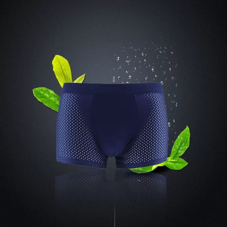 Men's Ice Silk Underwear Summer Hollow Mesh Breathable Antibacterial Anti-bacterial Boxer Briefs with Mesh Holes Factory Direct Cross-border