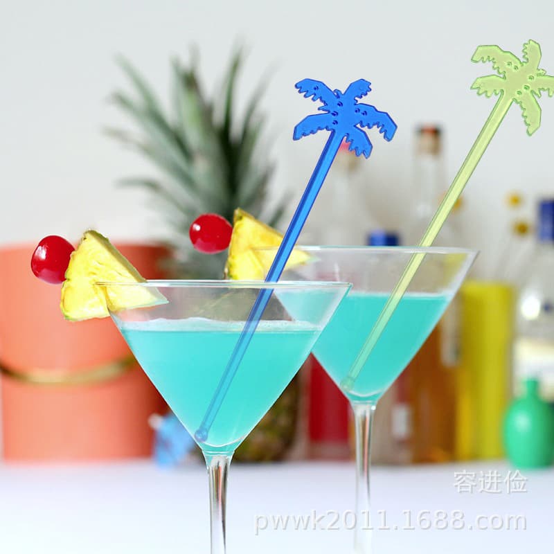 Factory Wholesale Cocktail Stirring Sticks, Coffee Sticks, Cocktail Decorations, Palm Tree Sticks, Fruit Picks, 50 Pieces/Bag Small Pack