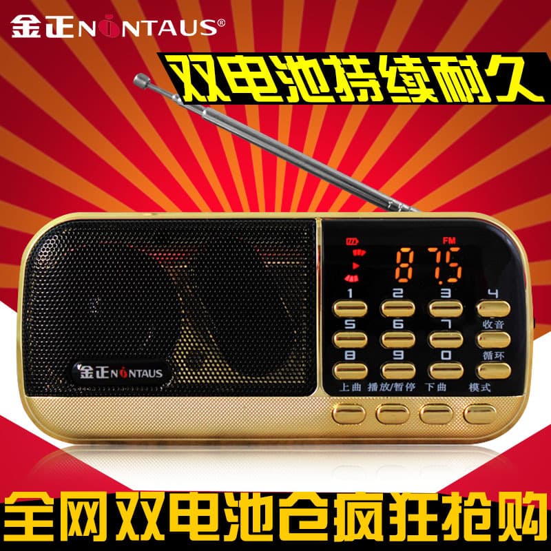 Jinzheng B836 Bass Radio Card Insertion Speaker, Portable MP3 Mini Audio Music Player for Elderly