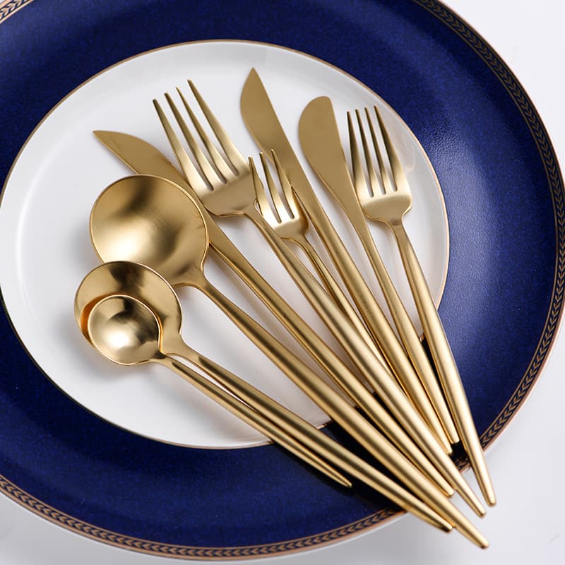 Cross-border wholesale Western food cutlery, 304 stainless steel tableware set, brushed sanded hotel cutlery, fork and spoon