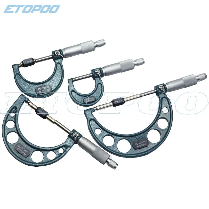 Etopoo 25/50/75/100MM 0.01MM 4-Piece Set Micrometer Outside Micrometer Set