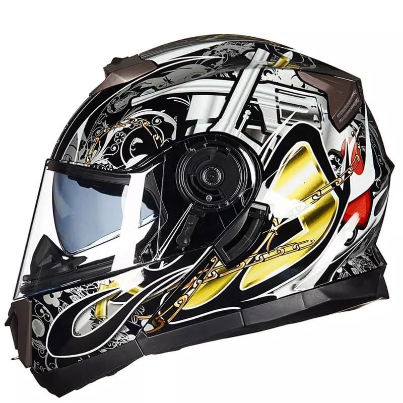 Motorcycle Helmet Flip-Up Full Face Helmet Winter Electric Scooter Helmet Personalized Warm Anti-Fog Full Face Helmet