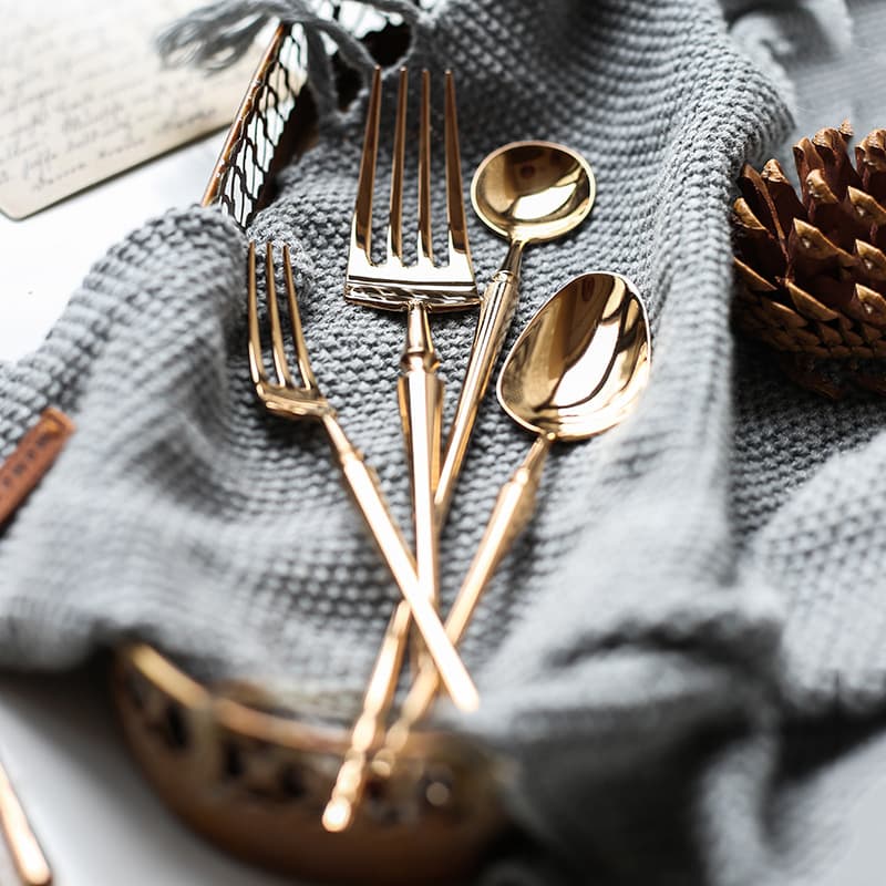 Silver Marten" Waist-Design 304 Solid Stainless Steel Forged Cutlery Set - Polished Steak Knives & Forks